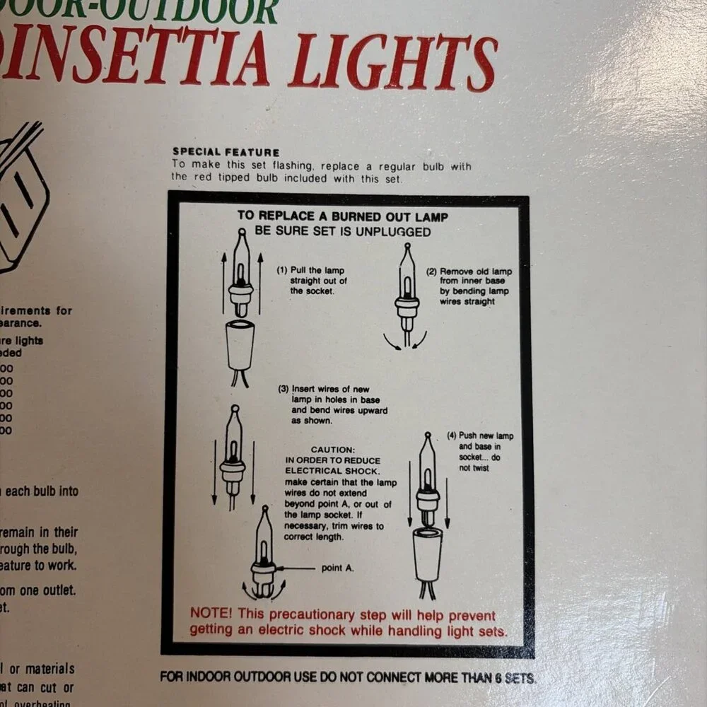 Vintage Celebrations Christmas Poinsettia Lights (20) Indoor/Outdoor New In Box